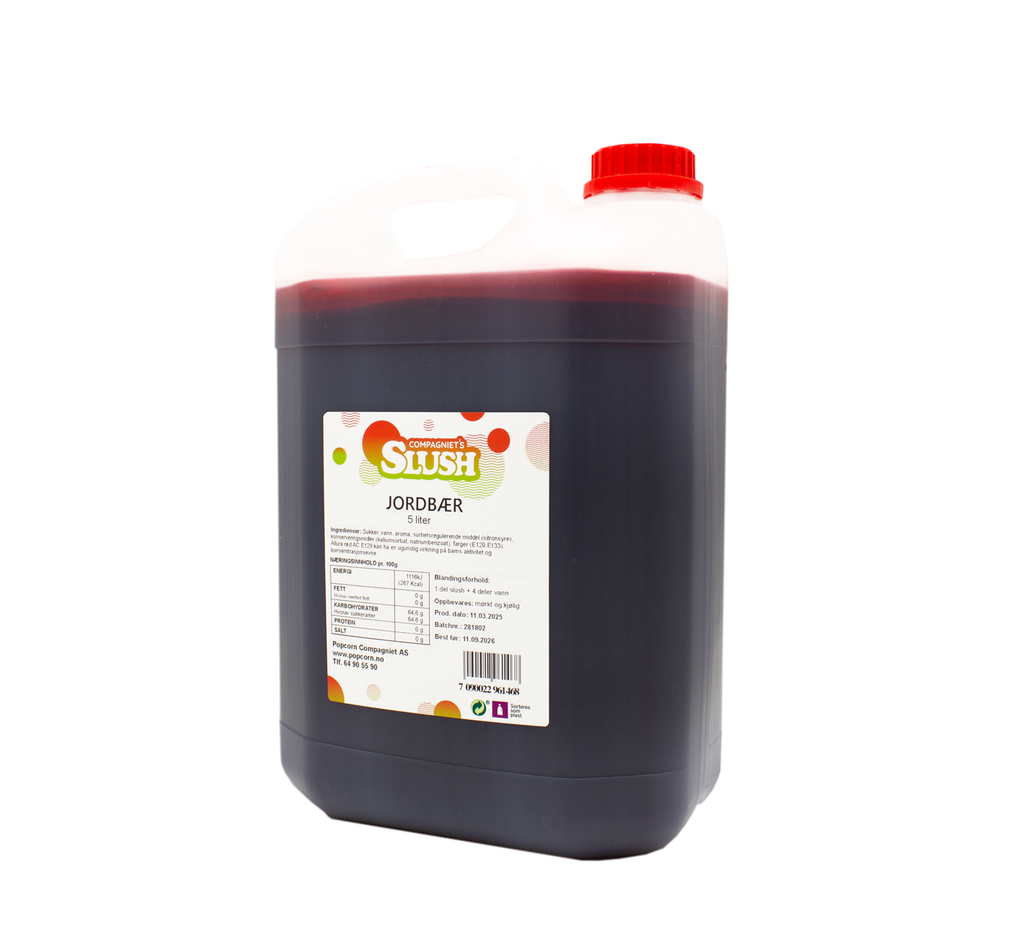 Slush Jordbær 5 liter (25 liter ferdig slush)