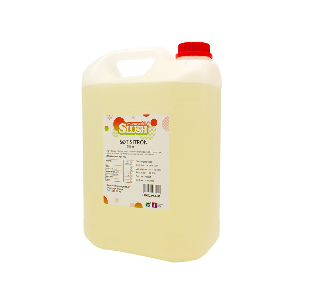 Slush søt sitron 5 liter (25 liter ferdig slush)