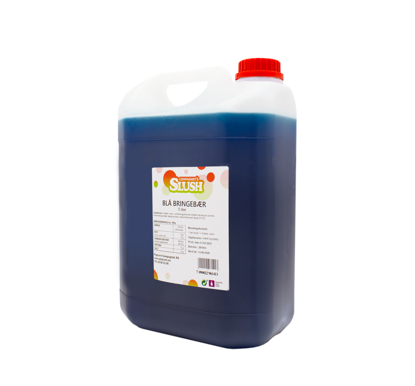 Slush Blå Bringebær 5 liter (25 liter ferdig slush)